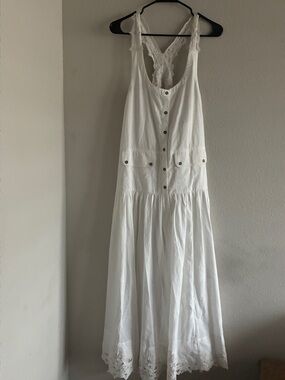 Free People White Lace-Back Maxi Dress